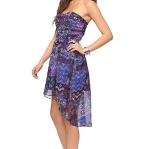 Forever 21 Boho High Low Strapless Multicolor Festival Dress S
